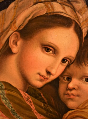 Antiquités - Vierge à l' Enfant avec saint Jean Baptiste - école italienne du XIXe